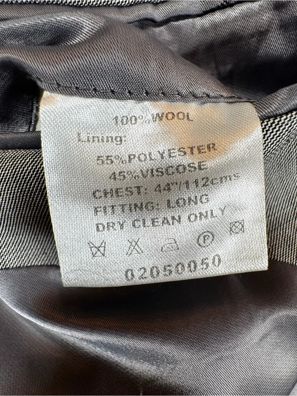 Paul Costelloe Tailored Men’s 44L Wool Gray Paid Blazer Jacket Sport Coat